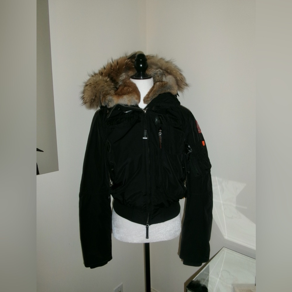 Black Parajumper with detachable fur hood